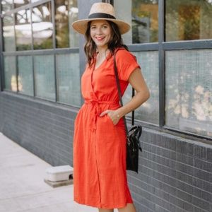 Orange Wrap Dress